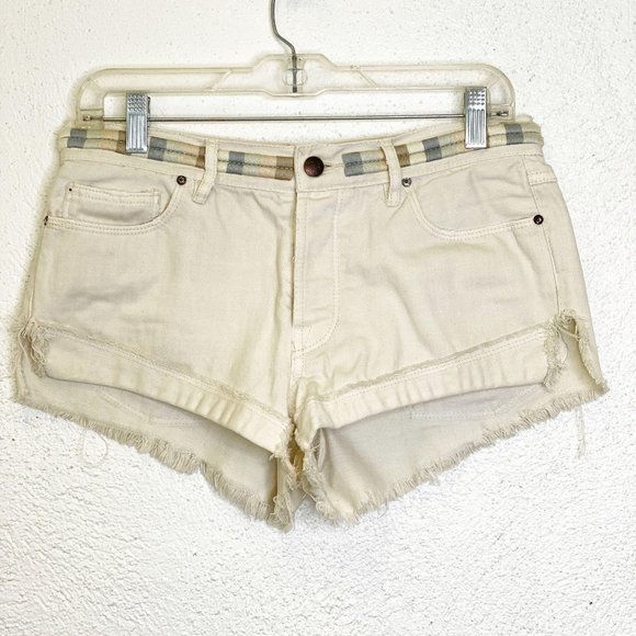 Free People Denim Embroidered Waist Shorts 26 - Picture 2 of 8